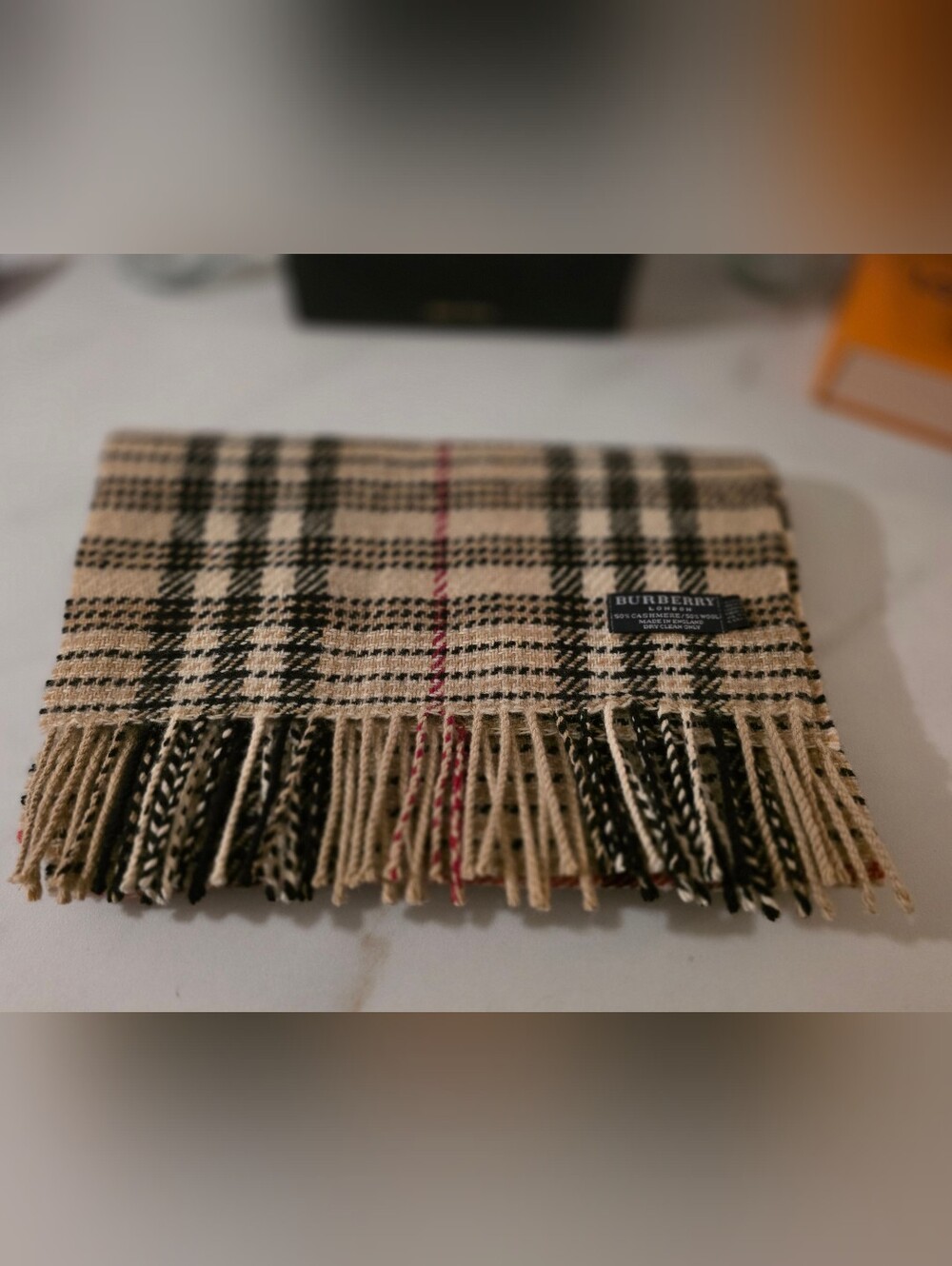 Burberry Beige, Black & Red Classic Check Scarf